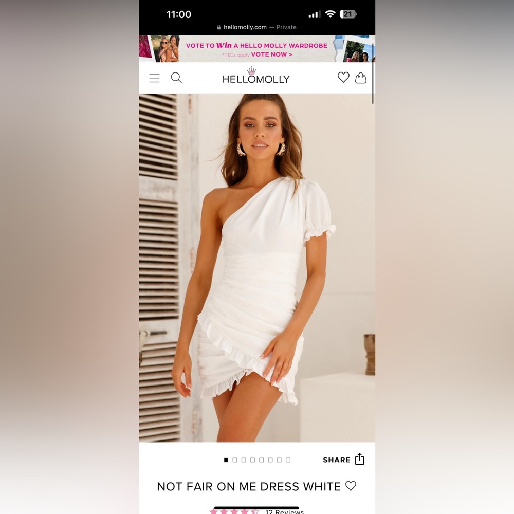 Hello molly white one shoulder dress